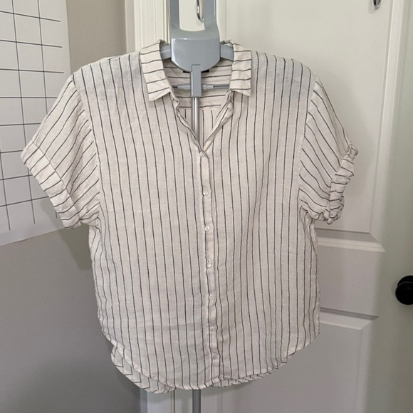Vici Tops - Vici White and Black Striped linen Shirt